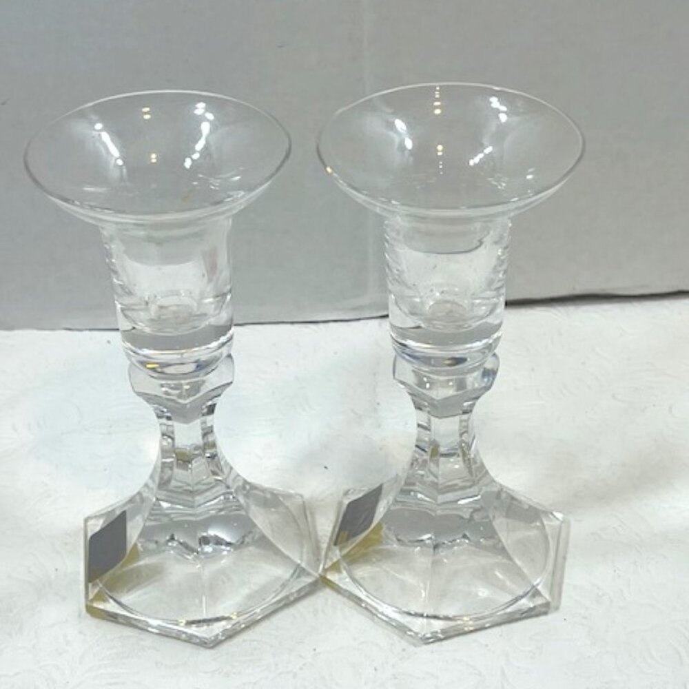 VTG MIKASA Countess Crystal Candleholders Set of 2 Original Box 5.5" Tall